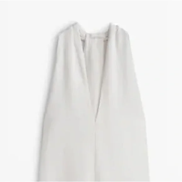 NWT. Massimo Dutti White Midi Dress with Criss-Cross Detail at the Back. Size S. - Picture 7 of 12